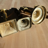 Set of 4 old candle holders in golden brass