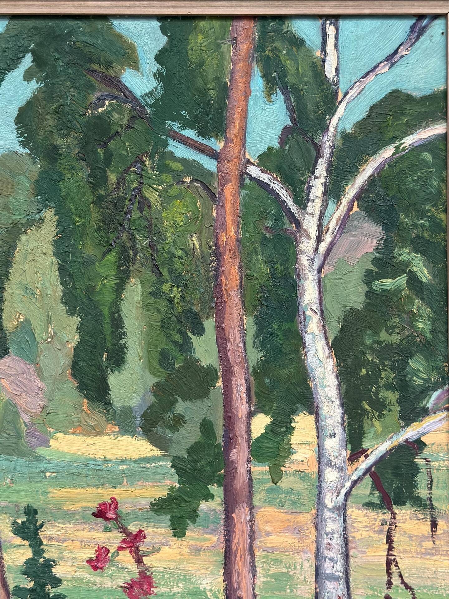 Huile su panneau suédoise – « Forêt » par Bertil Lundgren (1900–1979)