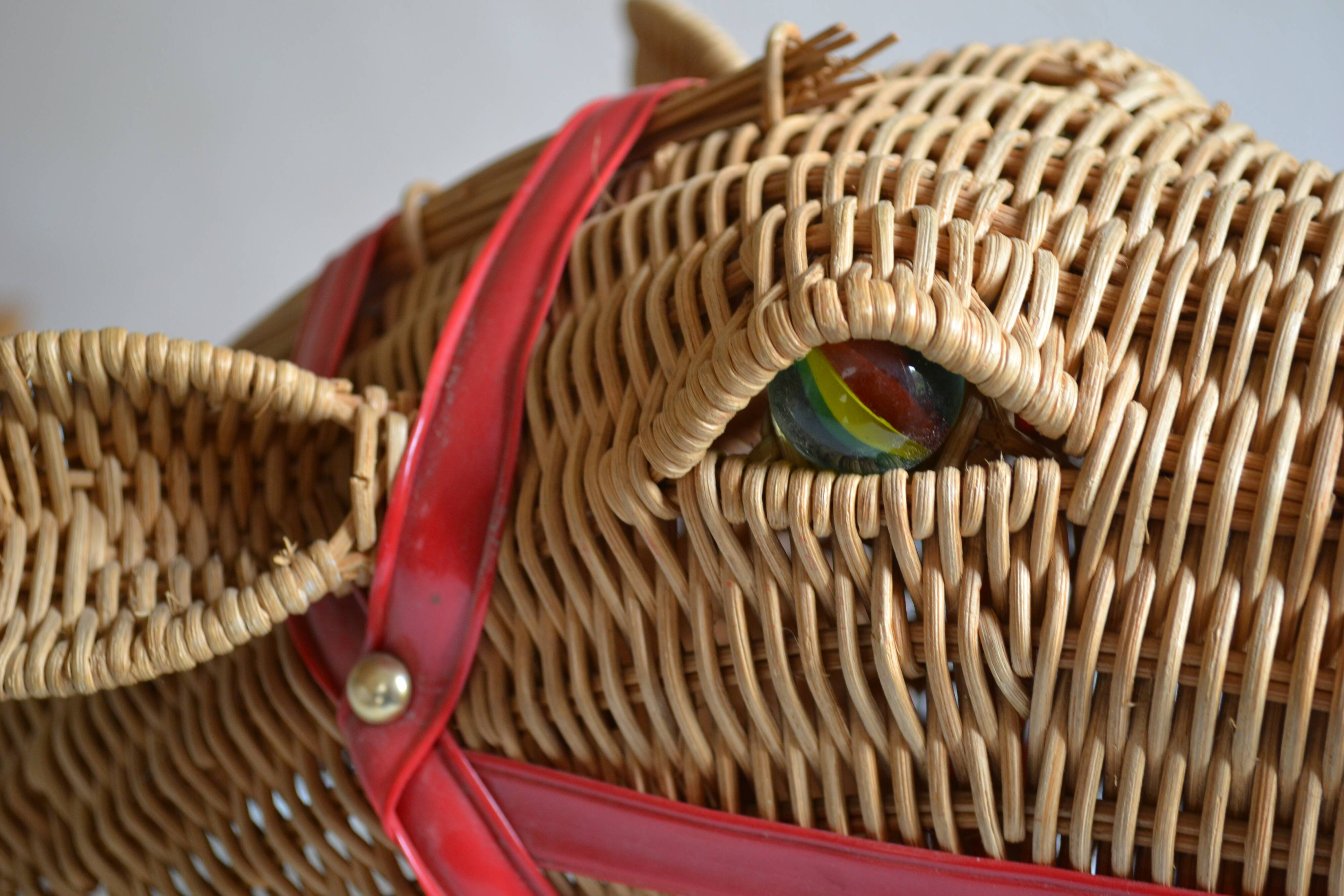 Rattan horse head 1960s 1970s