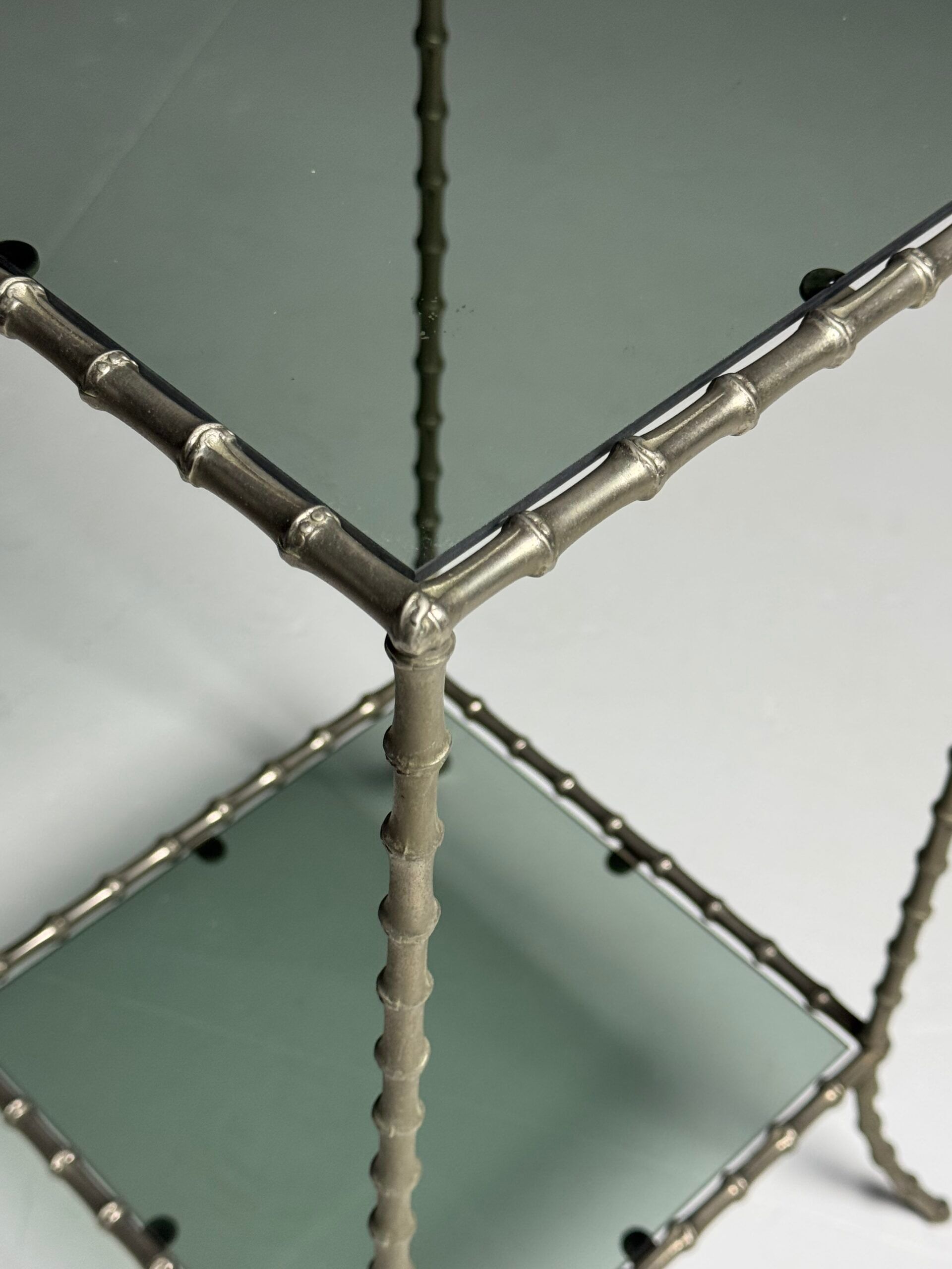 Faux bamboo side table metal