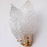 Set of 4 Florence, elegant Murano wall light transparent leaves, 1970
