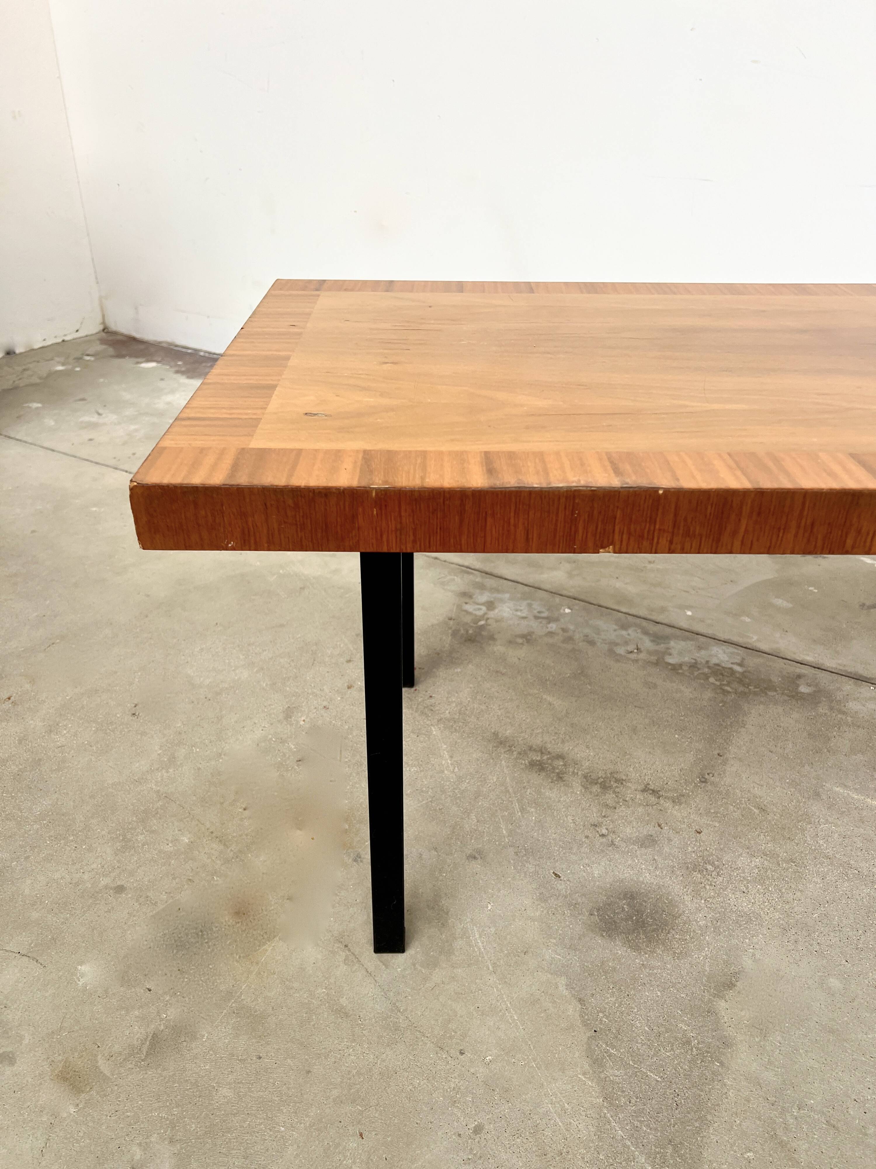 70s walnut marquetry coffee table