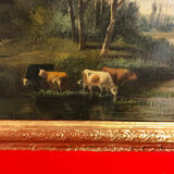 Signed oil on canvas representing a 19th century Barbizon School