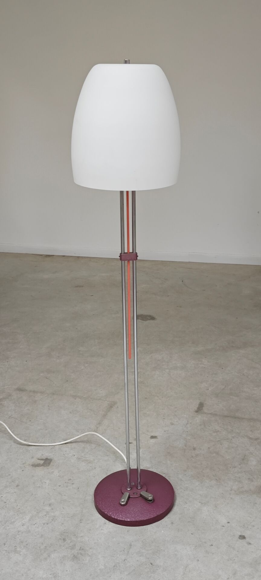 Chrome metal floor lamp opaline triplex Lidokov ex Czechoslovakia