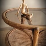 Rattan coffee table smoked glass