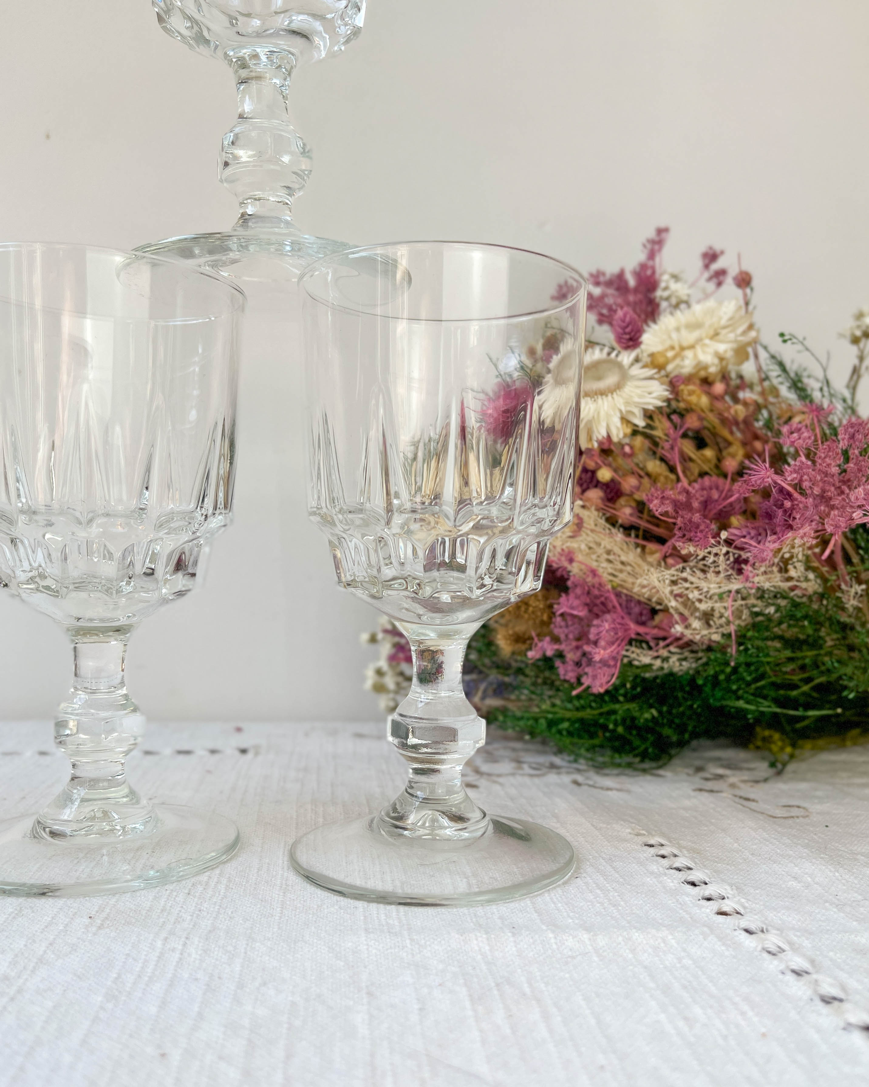 5 water glasses luminarc model lance, 1970 made in france