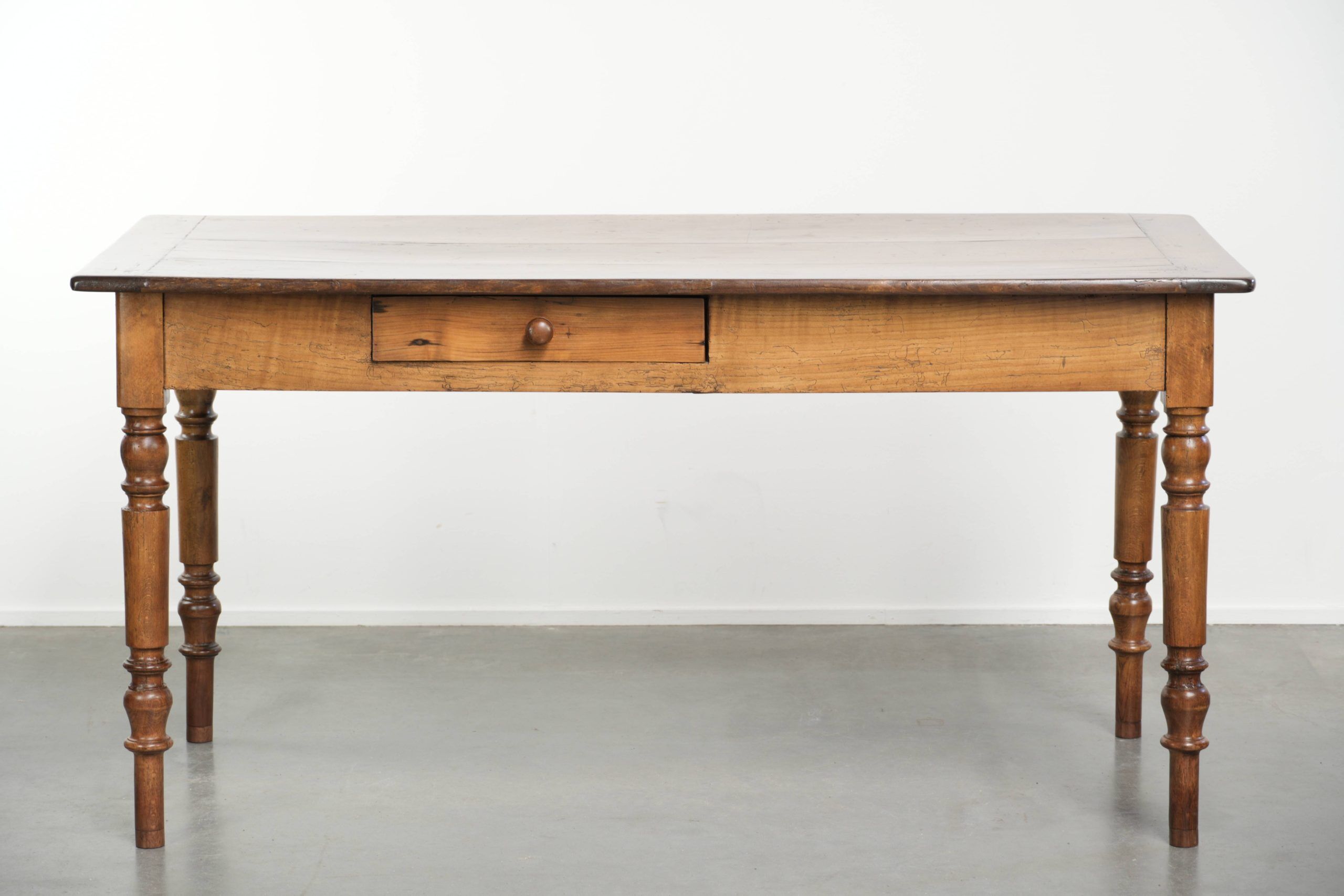 Antique French cherry wood dining table from the 19th century