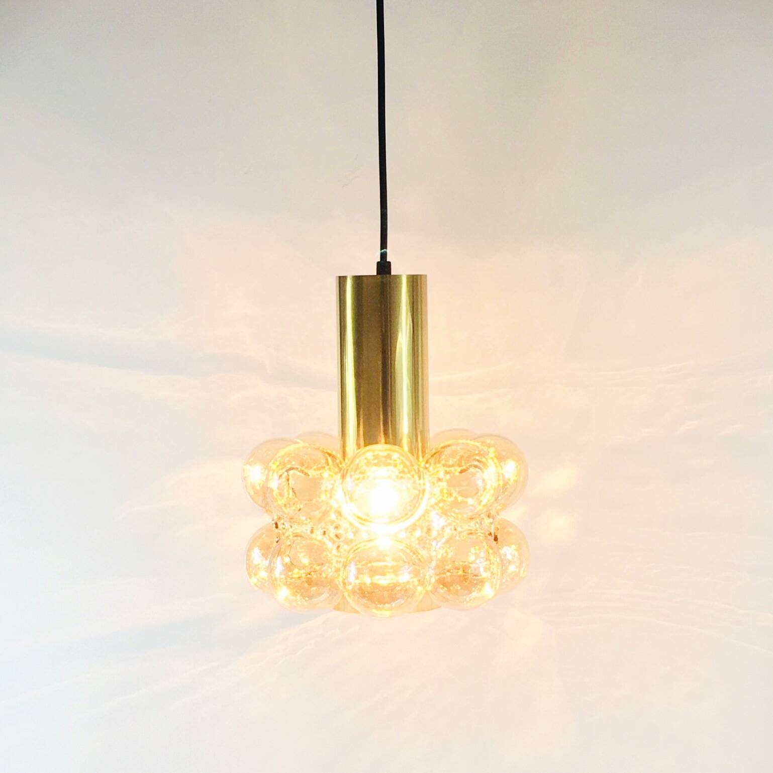 Mid-Century Modern Amber Bubble Glass Ceiling Light by Helena Tynell for Limburg, Germany, 1960s