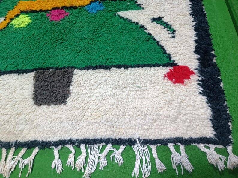Handmade pure natural wool rug, size 100 x 200 cm