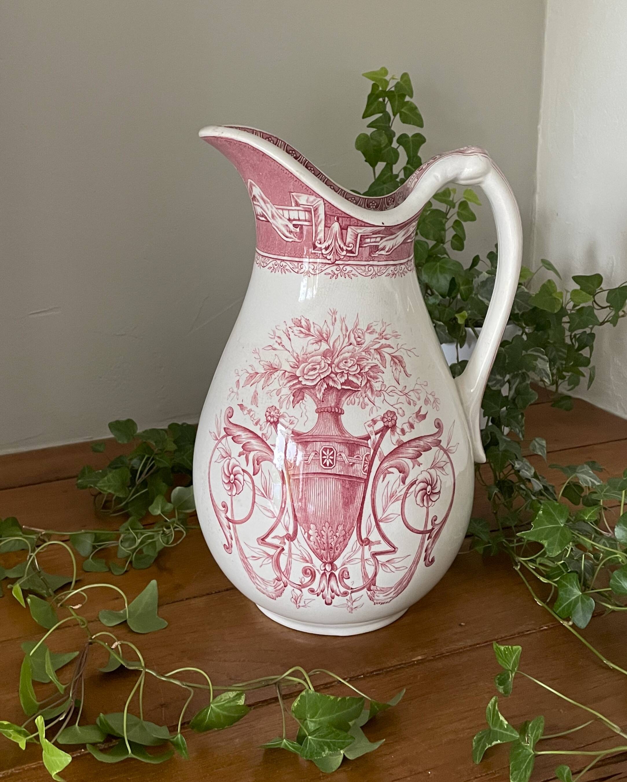 Antique earthenware pitcher from Boch Frères La Louvière
