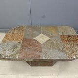 Brutalist slate stone coffee table, 1980s