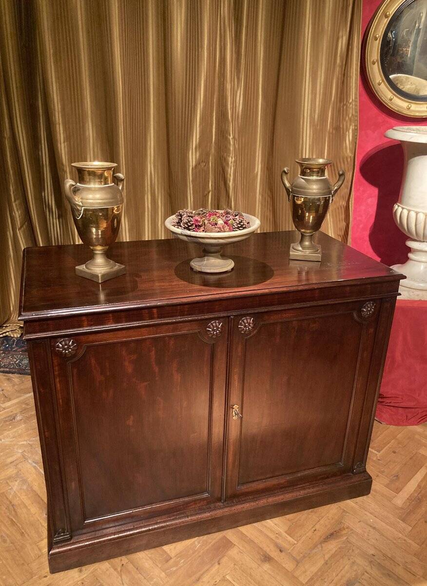 19th Century Italian Empire Mahogany Commode 2-Doors Cabinet