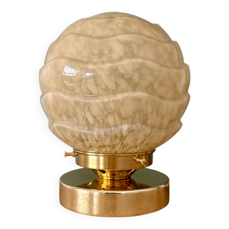 Vintage Art Deco globe lamp in yellow Clichy glass