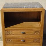 Large Art Deco bedside table in light oak