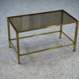 1950s brass and smoked glass coffee table