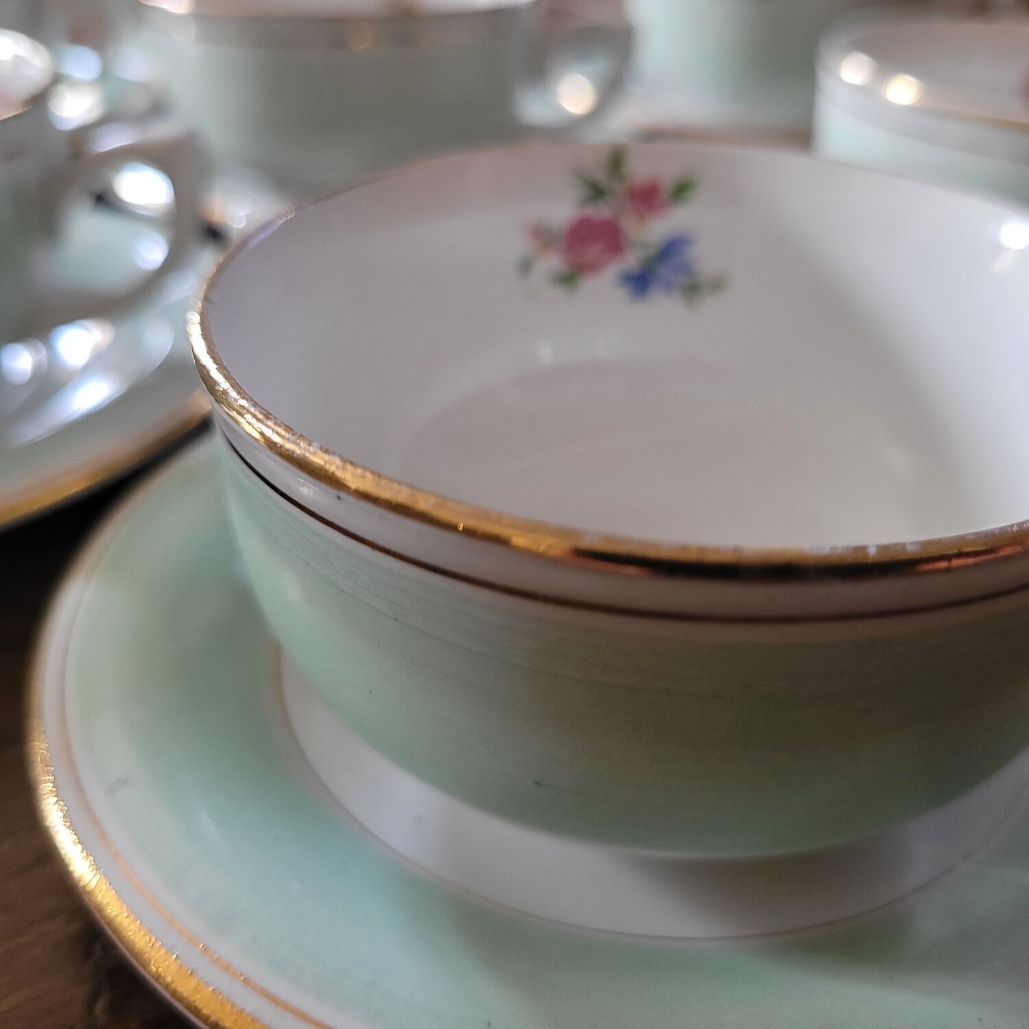 Set of 8 opaque porcelain cups – 1950s