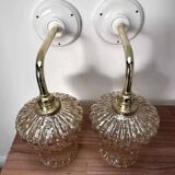 Pair of ceramic and glass wall lights