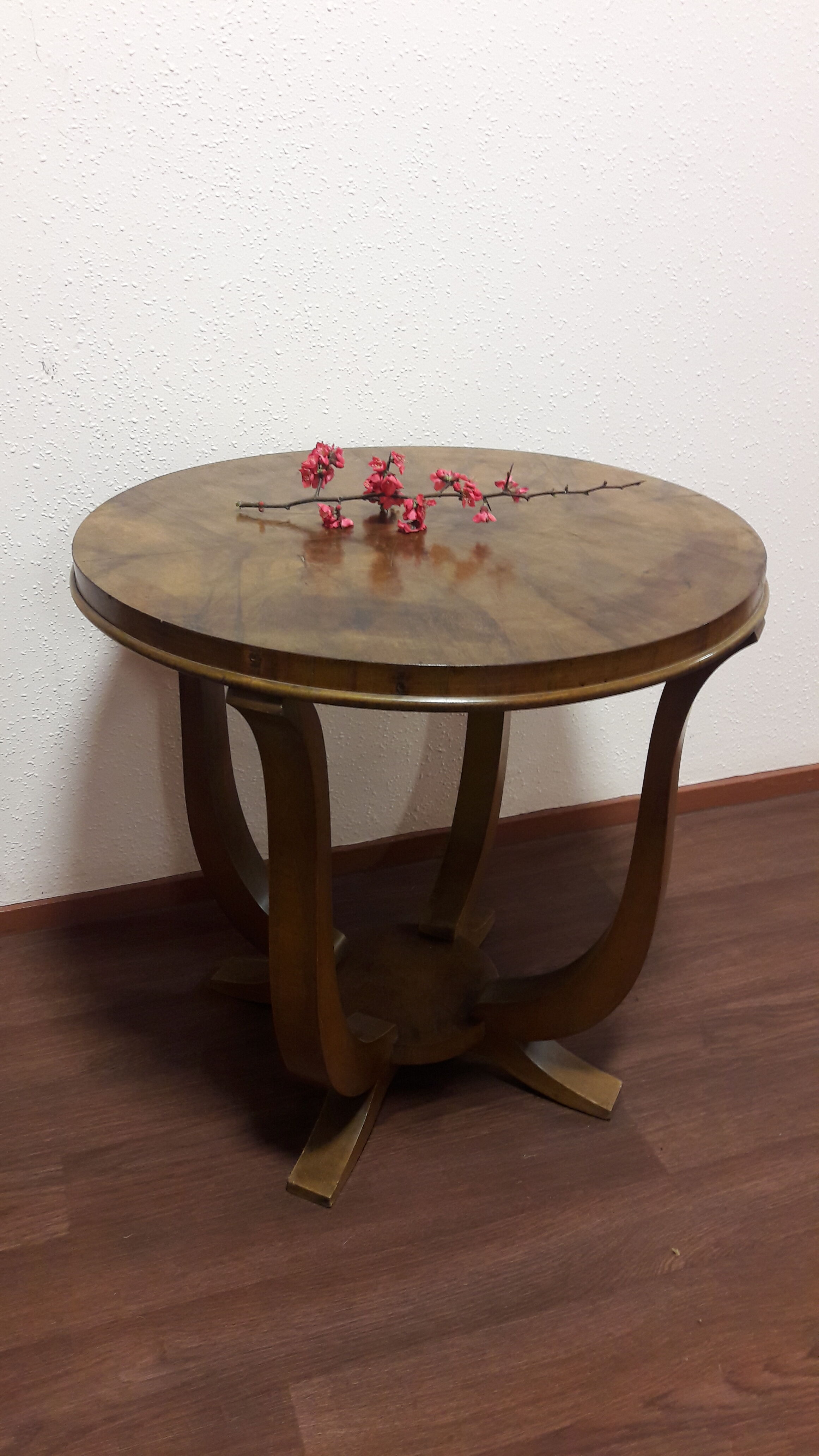 Guéridon art déco placage ronce de noyer Selency