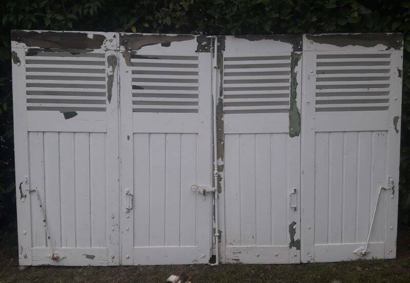 Shutters 4 leaves H148xW245cm (2) antique oak louvres pair 2