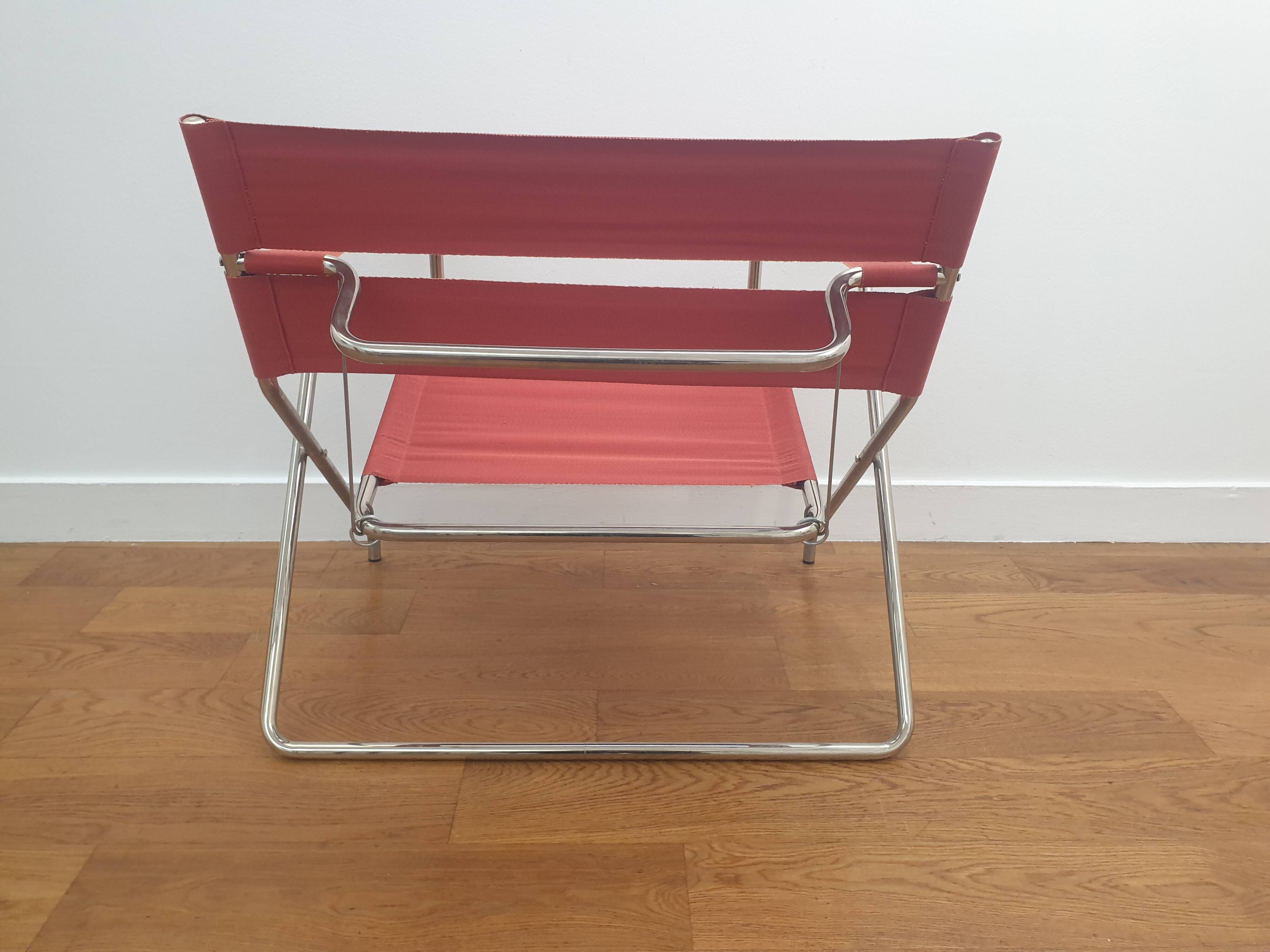 Pair of D4 folding armchairs by Marcel Breuer,  Tecta edition