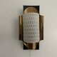 Mid-century pair of wall sconces in textured glass and brass, 1950s, Germany.