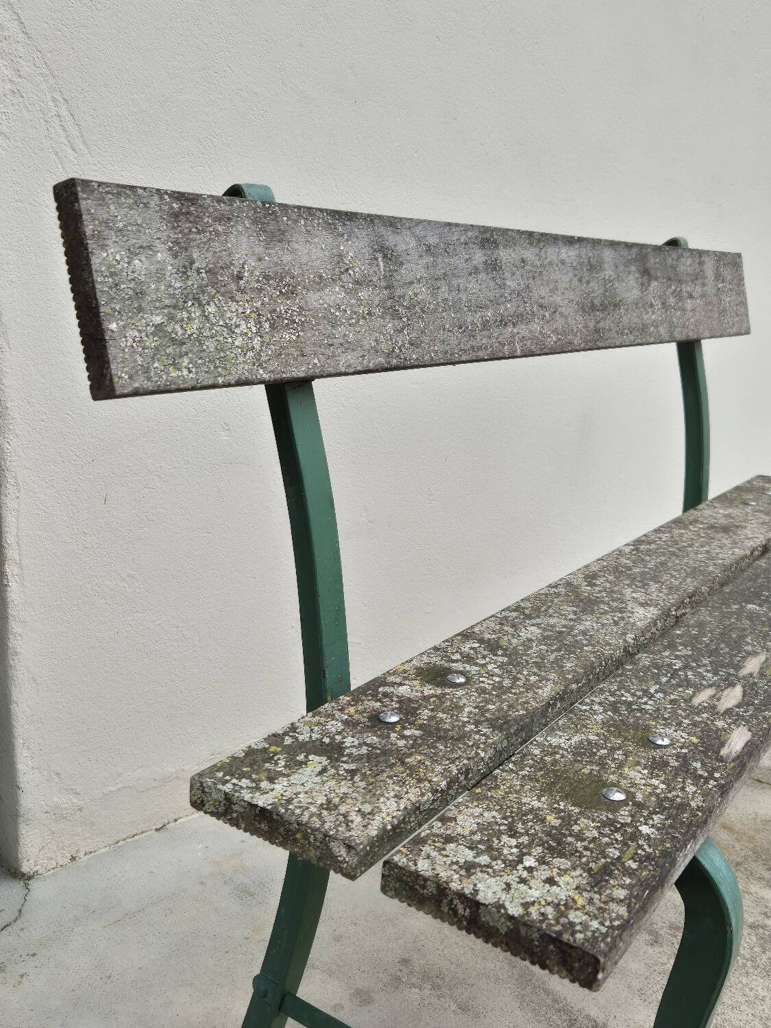 Old patinated garden bench 1950s