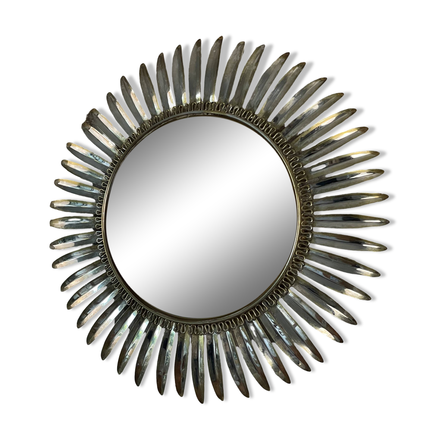 Deknudt convex sun mirror in metal, 70s