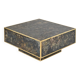 Square coffee table in marble-effect glass.
