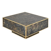 Table basse carrée en verre marbré
