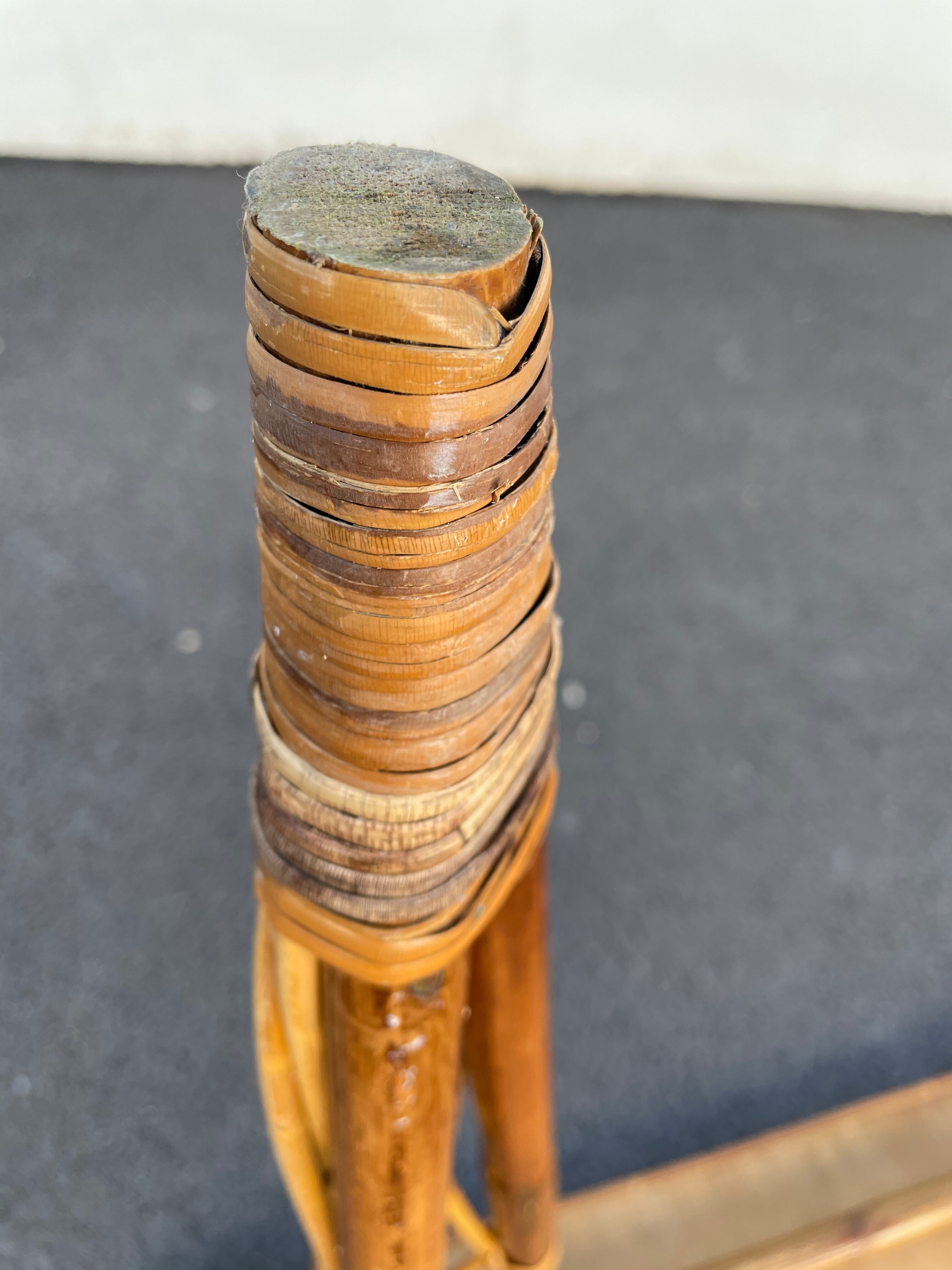 Rattan table vintage compass feet