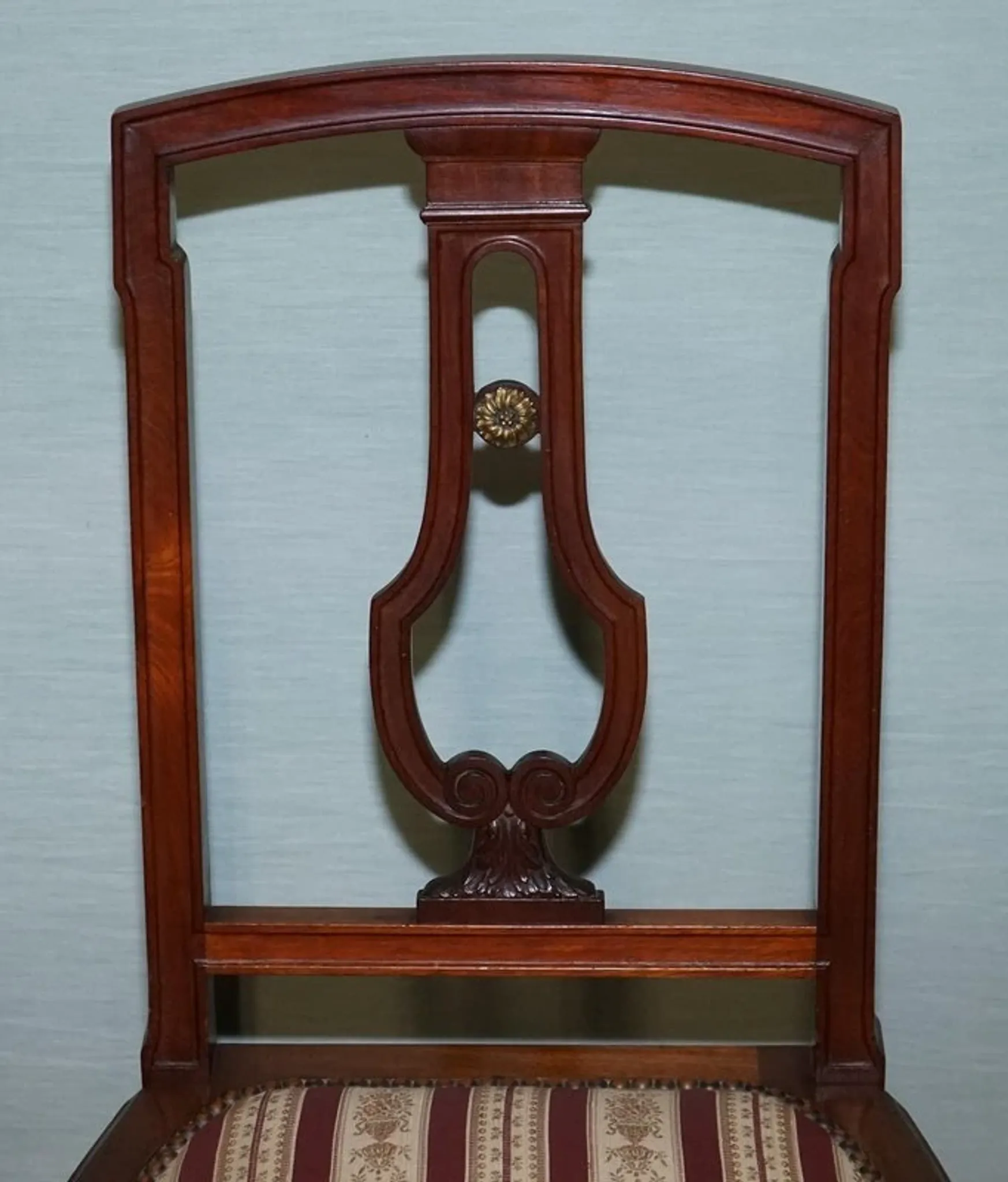 Set of Vintage Wooden Dining Chairs with Carved Details