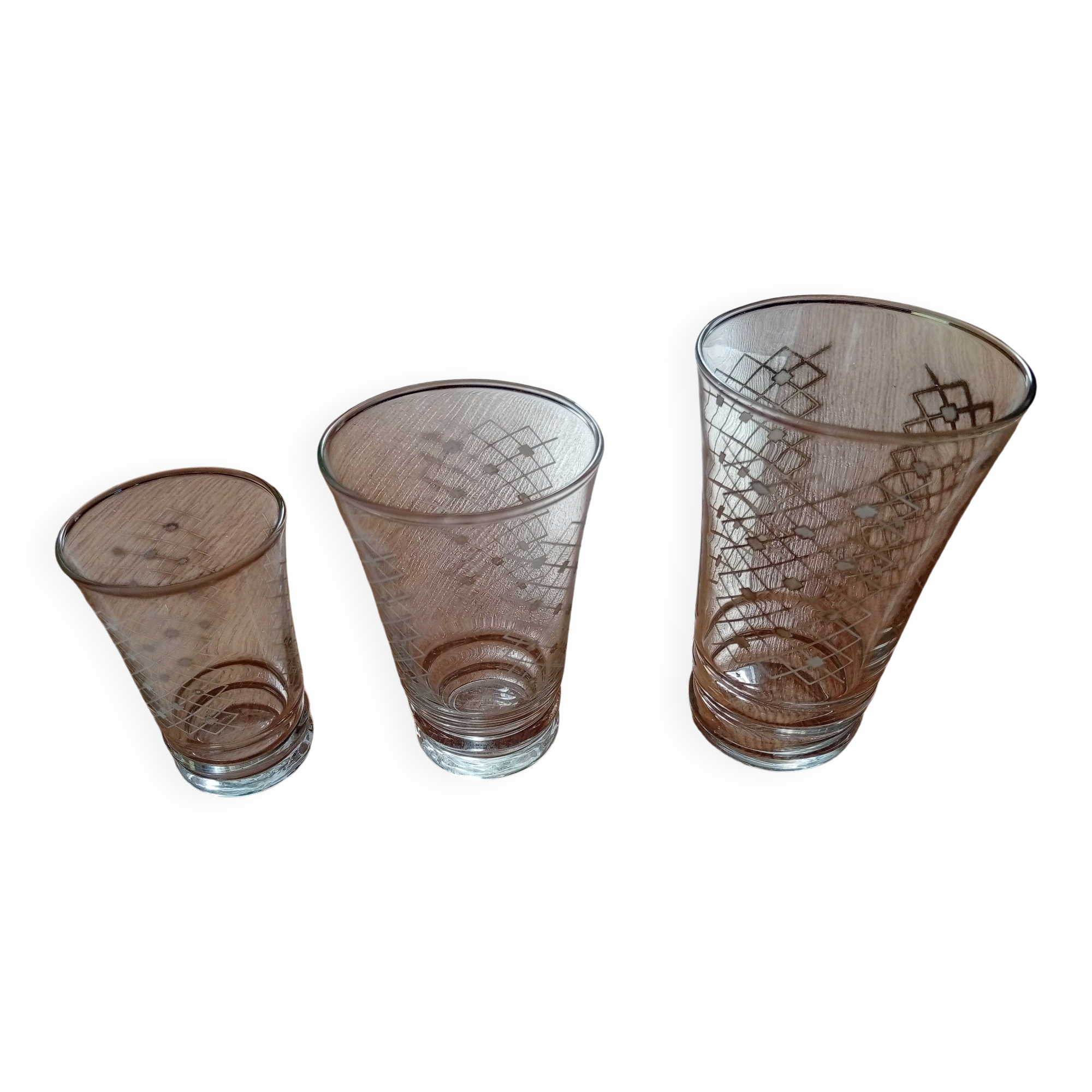 Set of vintage screen-printed glasses