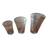 Set of vintage screen-printed glasses