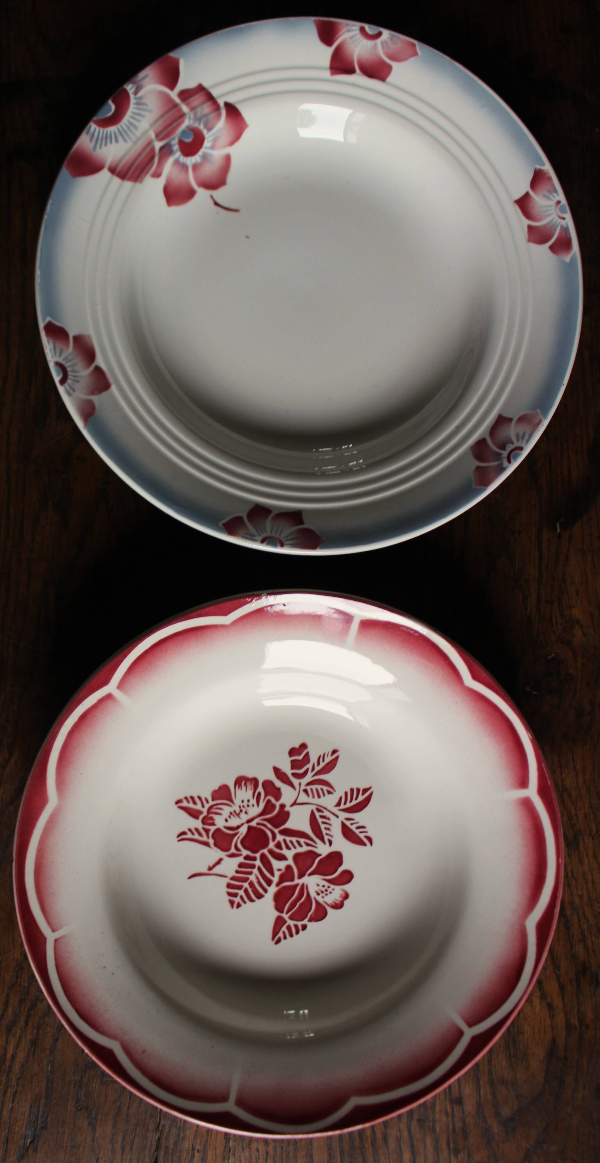 6 mismatched soup plates Marsac Marinette Digoin Badonviller