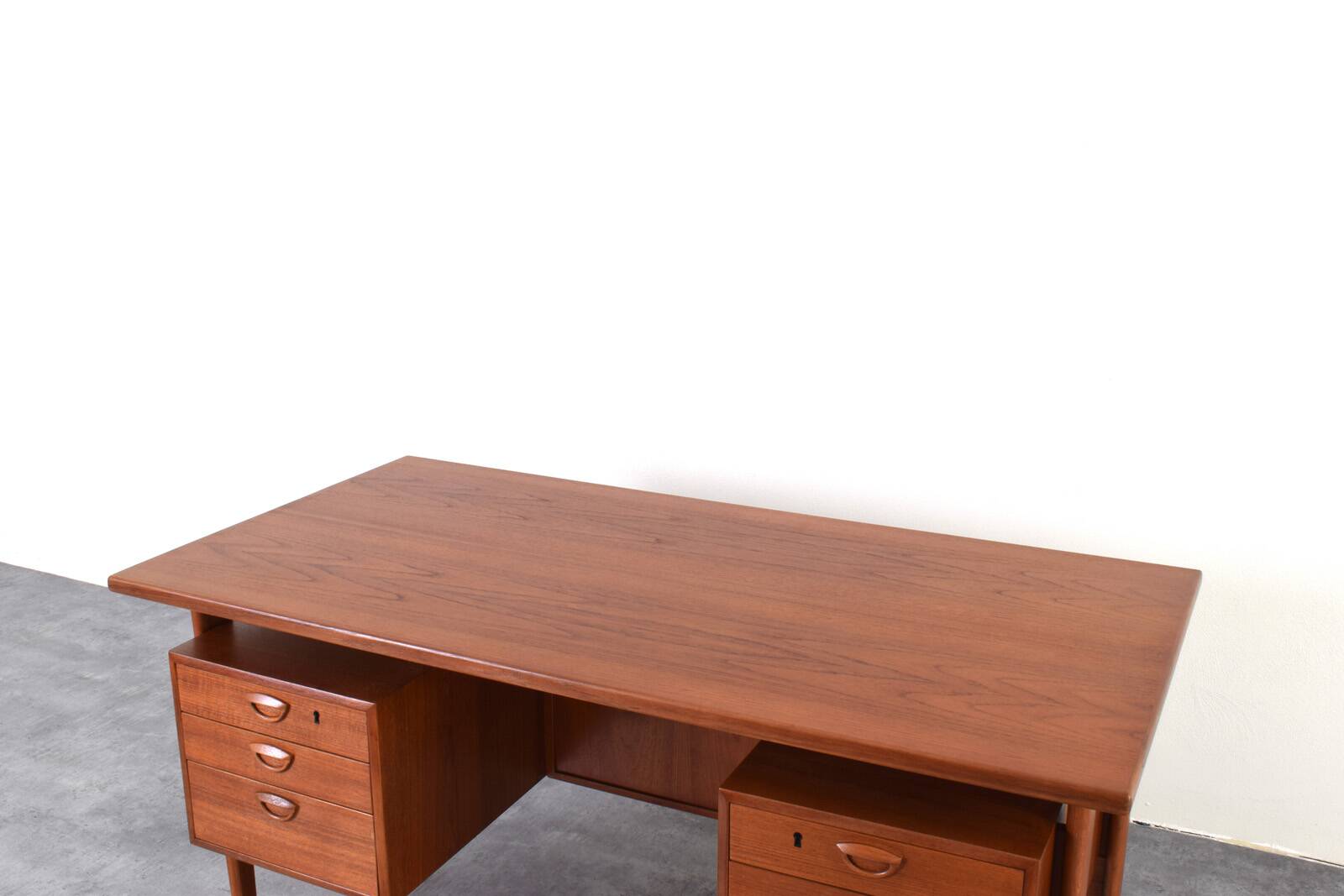 Mid-Century Danish Teak Executive Desk by Kai Kristiansen for FM Møbler