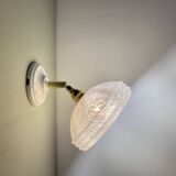 Vintage pink Clichy glass wall lamp with shade