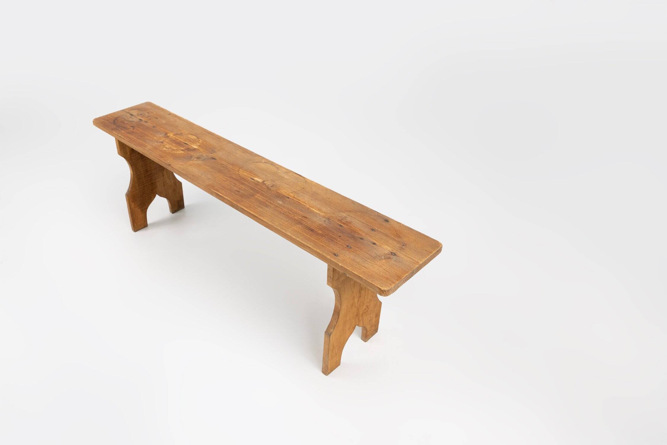 Art Deco Bench in Wood, France, 1940s