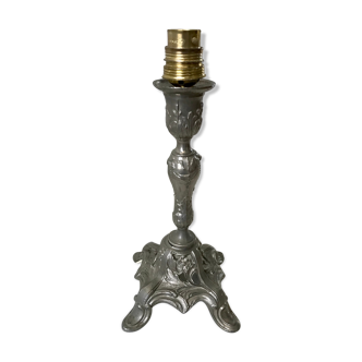 Pieds de lampe bougeoir en laiton chromé années 20
