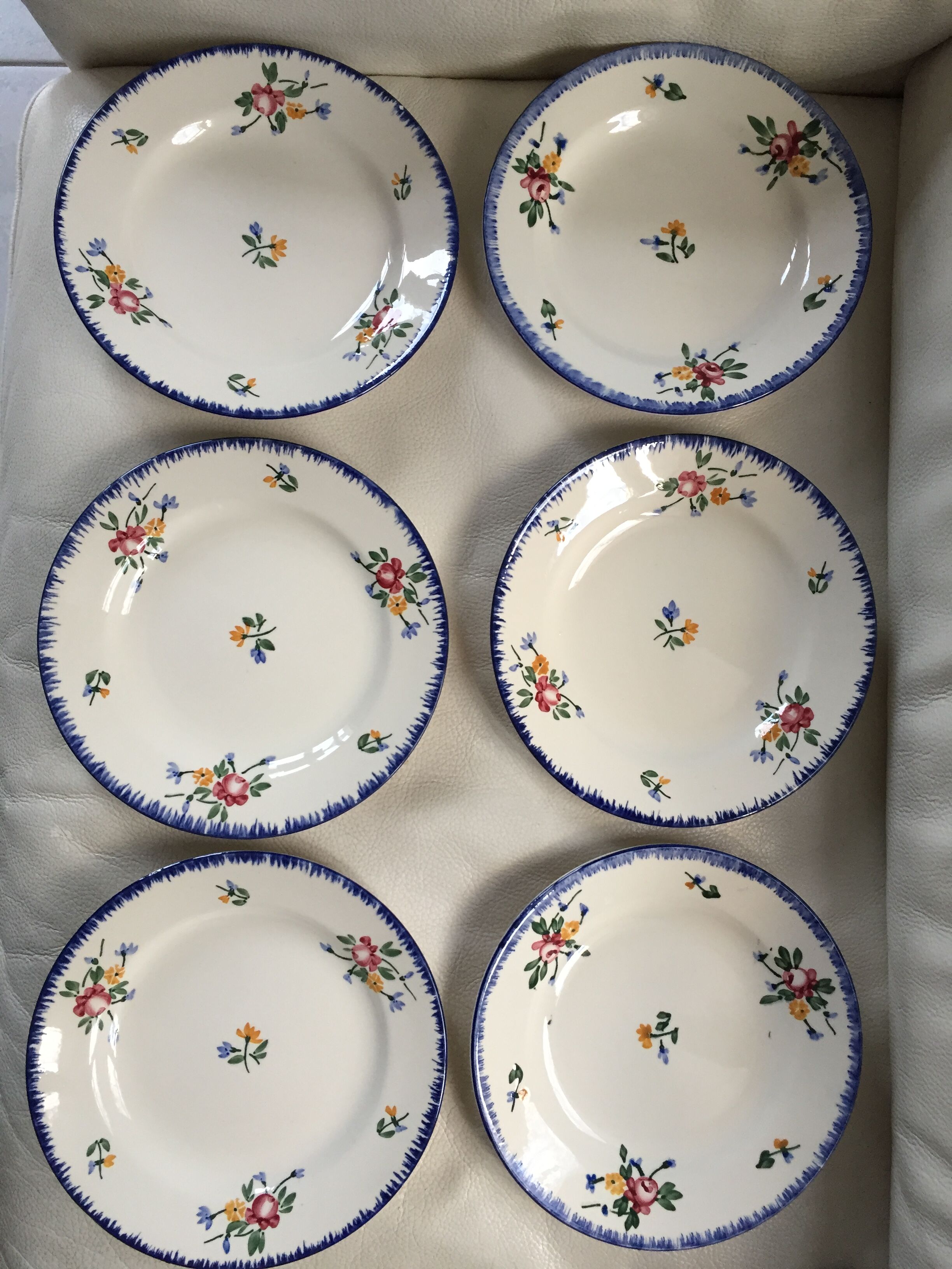 6 old flat plates Digoin Sarreguemines model Didier