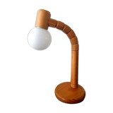 Scandinavian articulated lamp in pine and opaline