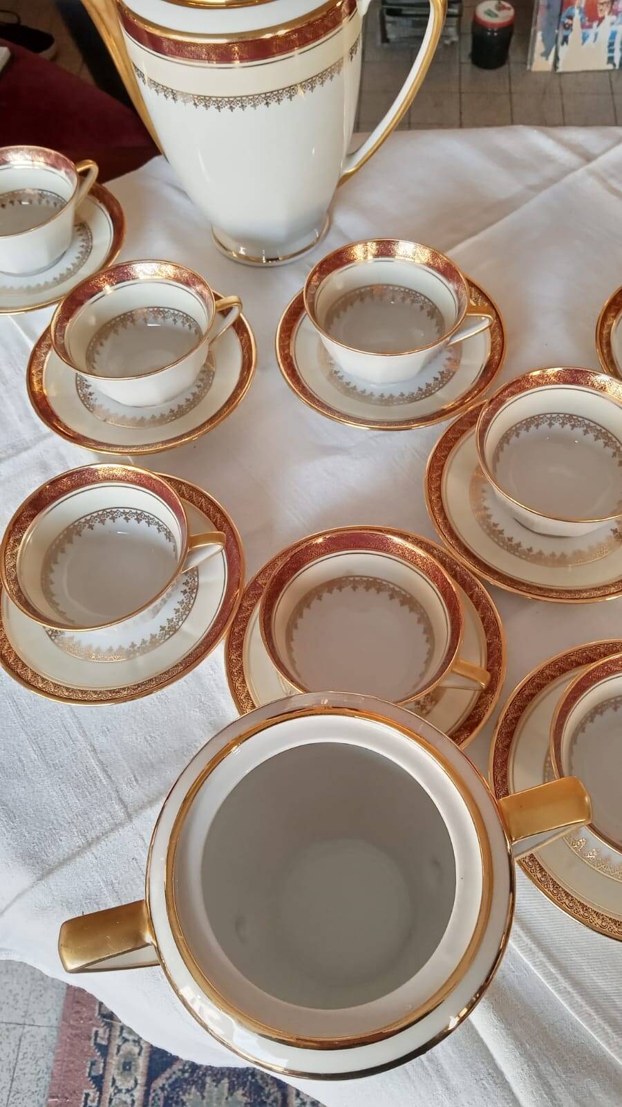 Vilatte Limoges Porcelain Coffee Service 13 Pieces, 11 People 1950