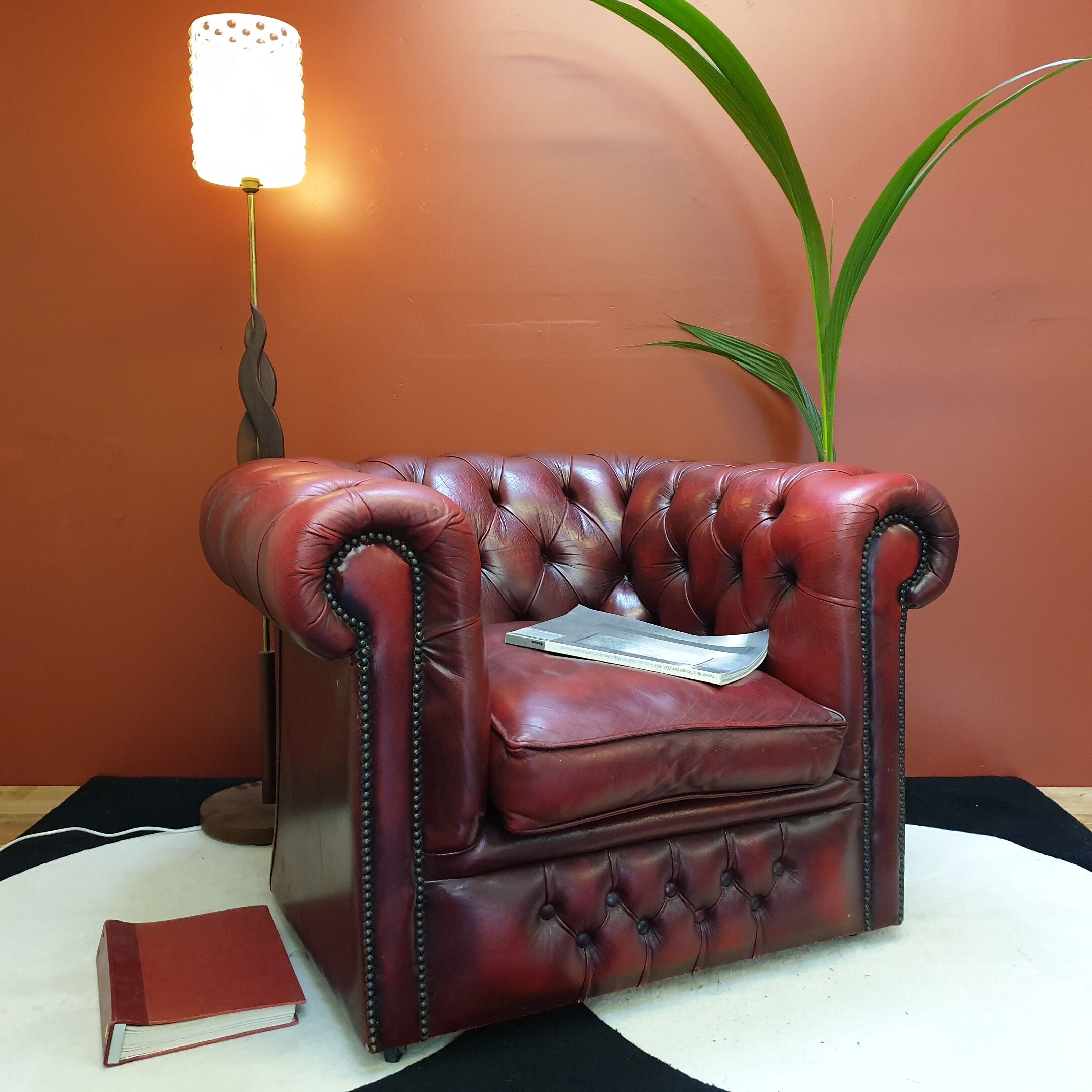 Classic oxblood red Chesterfield chair