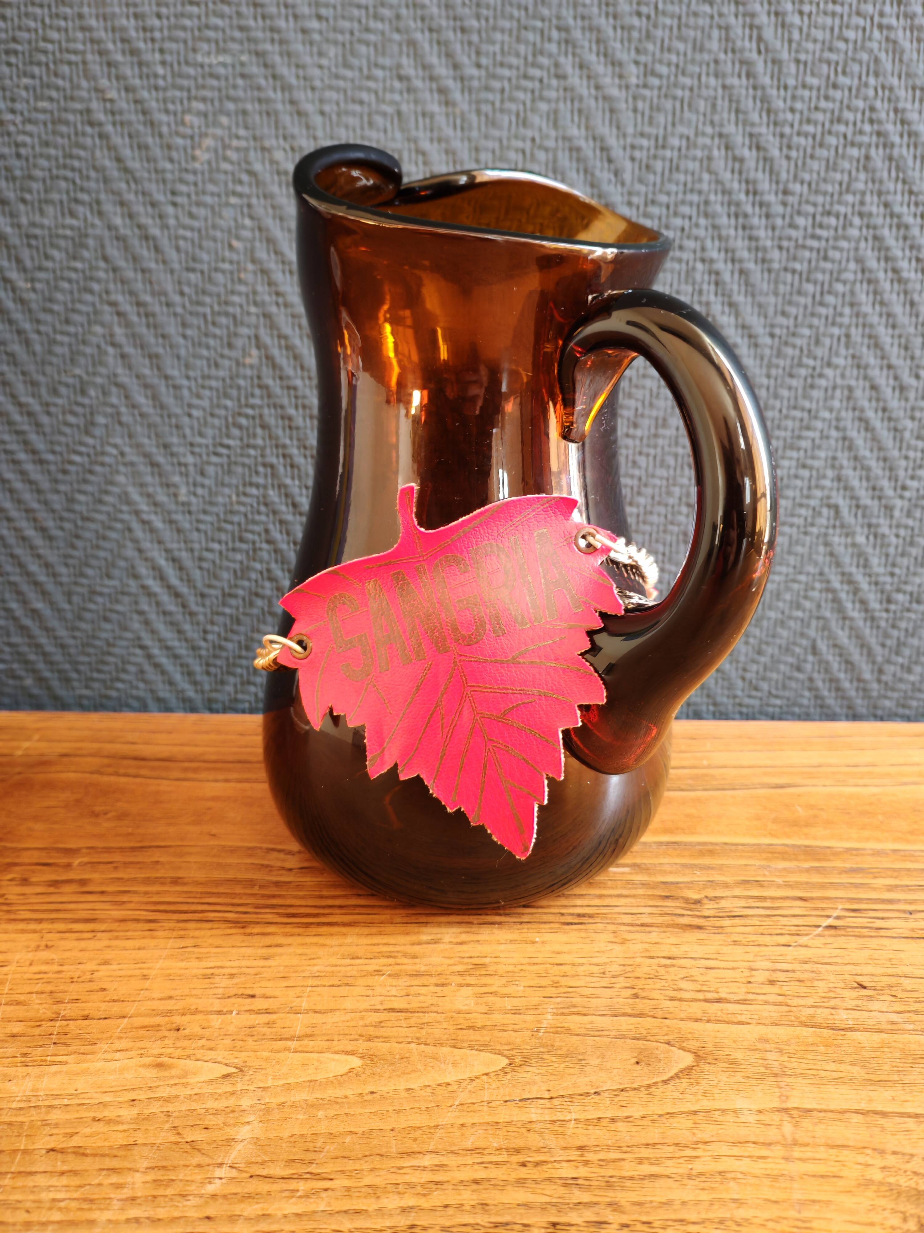 Carafe à Sangria Vintage Espagnole - Pichet en Verre Ambré Rétro