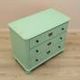 Solid pine chest of drawers painted green, three drawers, Denmark 1950s