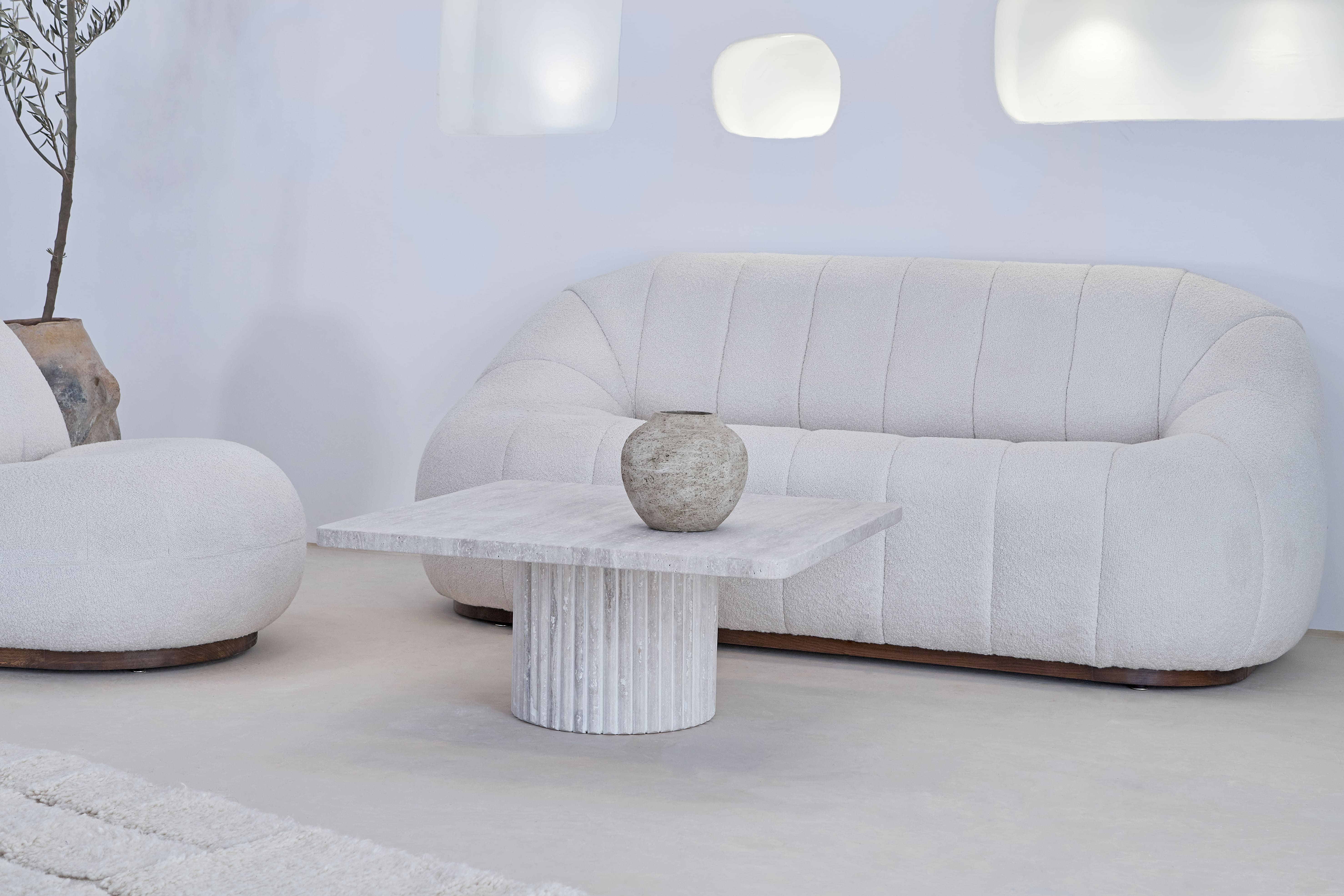 Natural travertine square Kalia coffee table 90x90