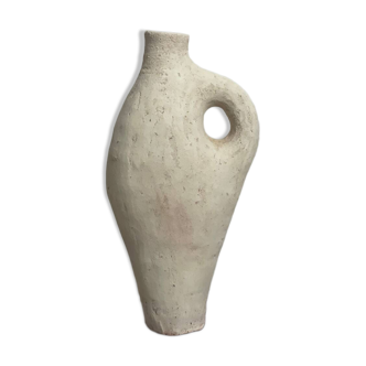 “Woman” Vase – Minimalist raw terracotta sculpture with white body bust