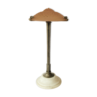 Monumental art deco pink table lamp, Muller frères Luneville, France, ca 1920s