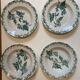 Set of 4 hollow plates, foliage decorations, Manufacture de St-Amand-les-Eaux