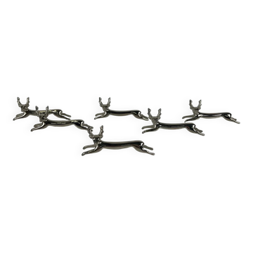 Set de 6 porte-couteaux en métal, modèle "Cerf / renne", 1980-90