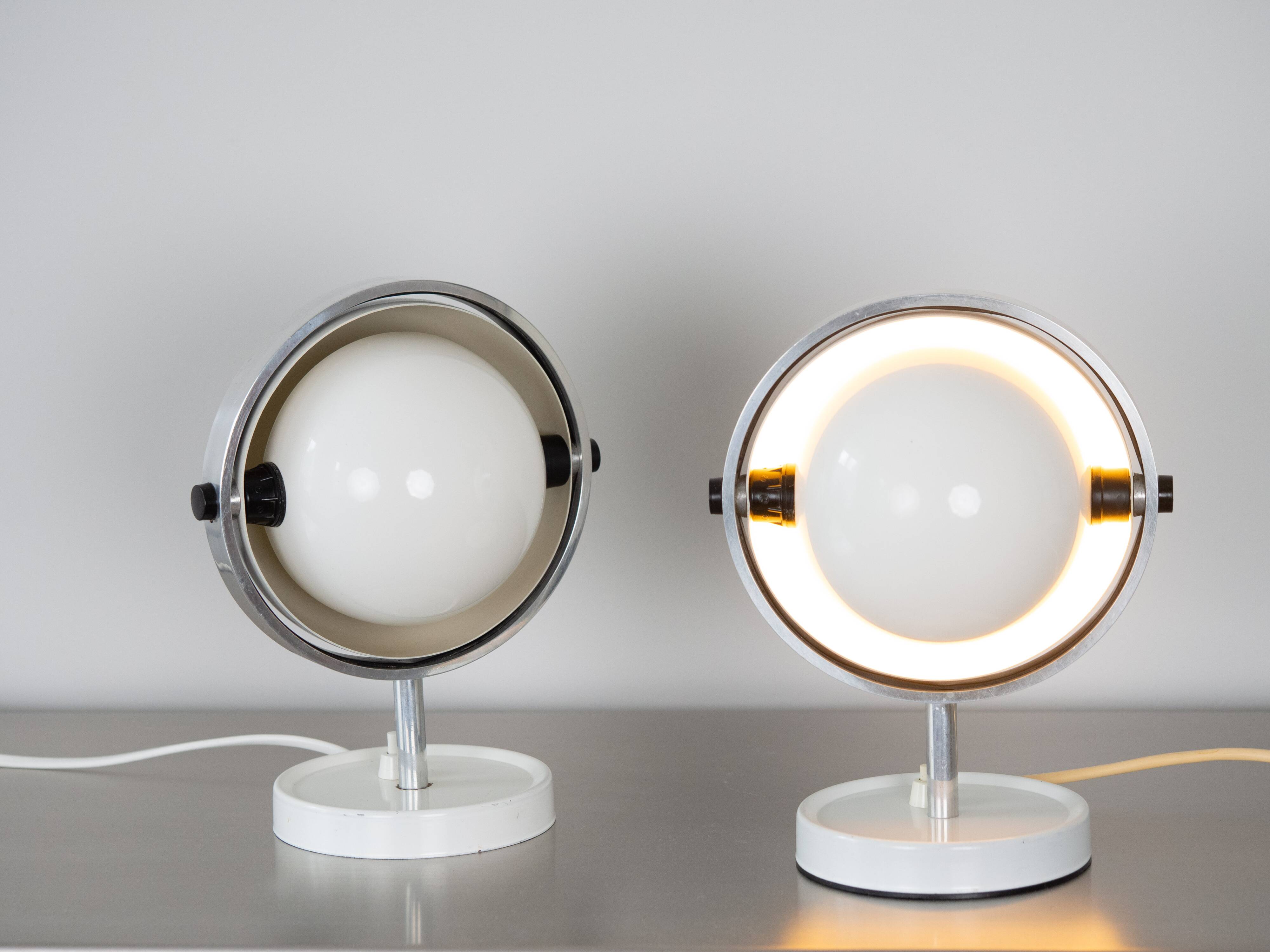Pair of 2 very rare Moonlight table lamps/duo by Flemming Brylle, 1960s.